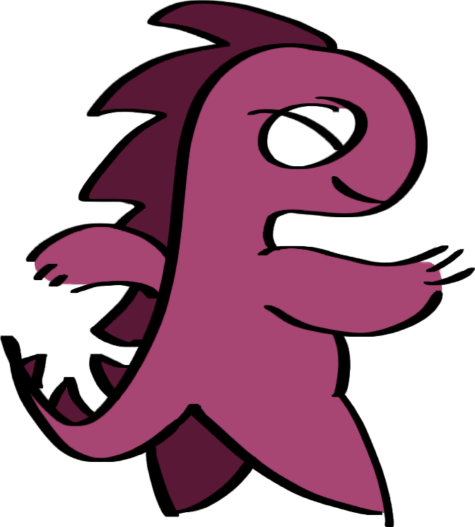 A purple dinosaur looking to the right